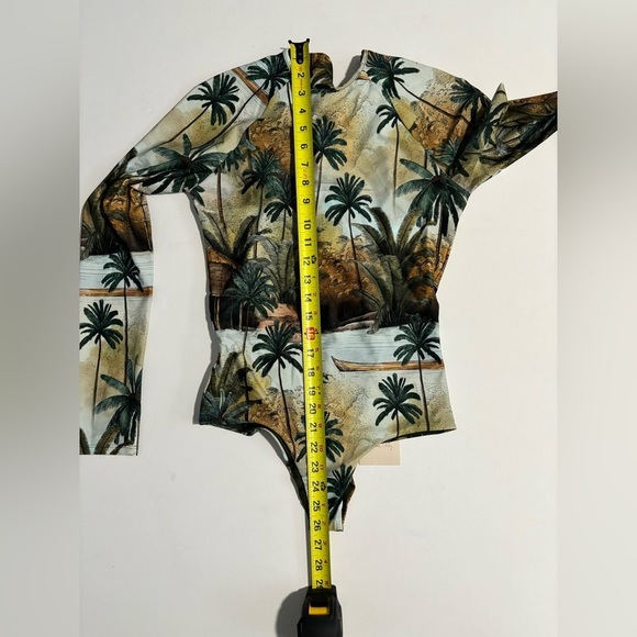 Johanna Ortiz El Palmar Palm Printed Rash Guard One Piece Swimsuit S surf beach - Picture 7 of 8
